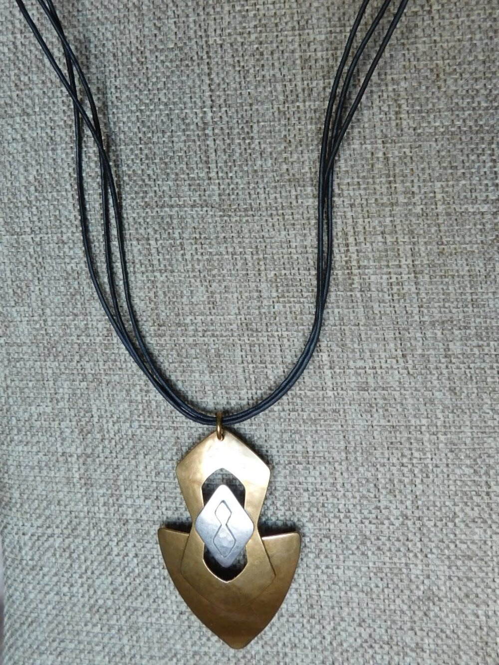 Baer SF Mixed Metals Statement Pendant Corded Boho